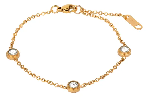 Troli Brățară din oțel placată cu aur cu decorațiuni strălucitoare