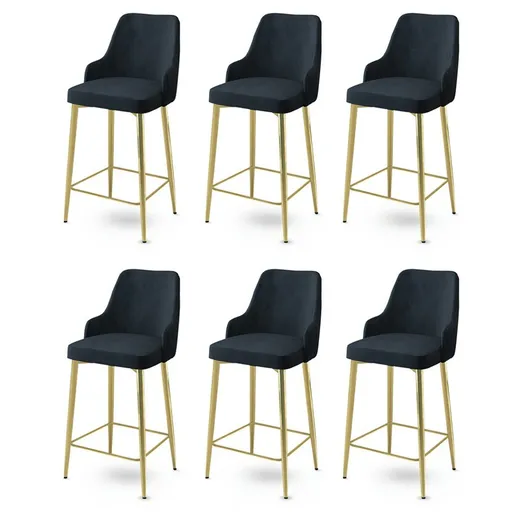 Set de scaune de bar Enox Anthracite and Gold, 6buc., antracit, 6 buc.