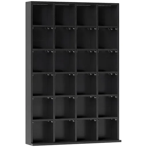 HOMCOM Dulap pentru CD-uri pentru 456 CD-uri sau 336 DVD-uri, 24 Compartimente, 89x20x130.5 cm Negru | Aosom Romania