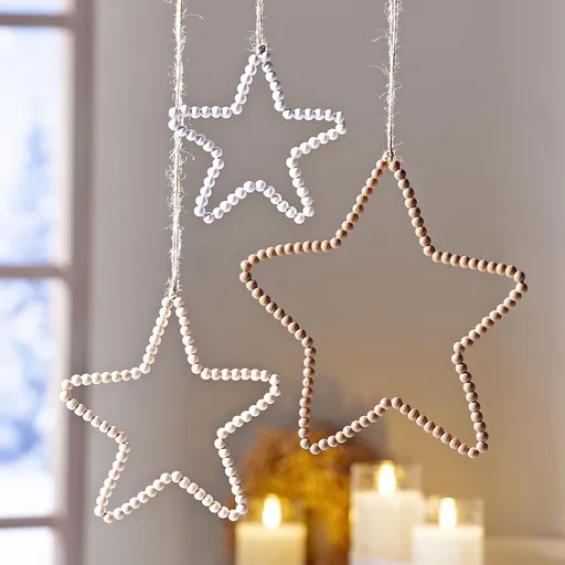Decorațiune suspendată Stea din mărgele de lemn