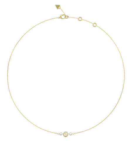 Guess Colier elegant placat cu aur Tiny Pearly JUBN05519JWYGT/U