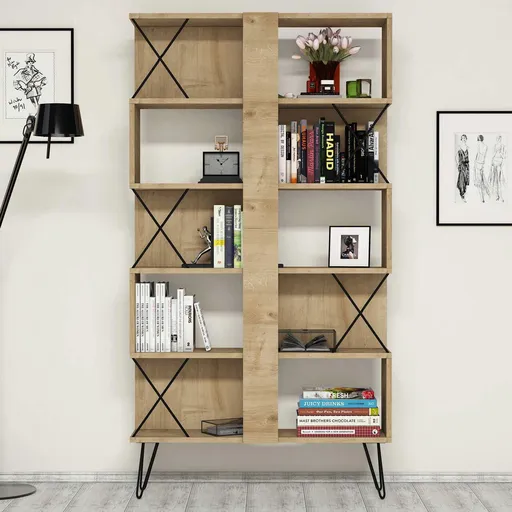 Corp biblioteca, Hanah Home, Extra, 90x167.3x22 cm, Stejar