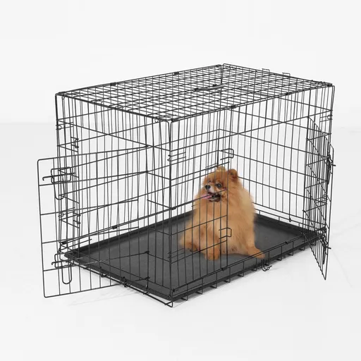 PawHut Gabbia Trasportino per Animali Pieghevole in Acciaio, 91x61x67cm