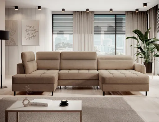 Coltar extensibil dreapta 4 locuri ELTAP, RT-20TOS, Berrto, 306x165x100 cm, lemn/poliester, maro deschis