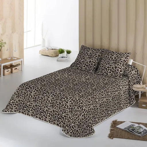 Cuvertură matlasată cu imprimeu leopard Léo