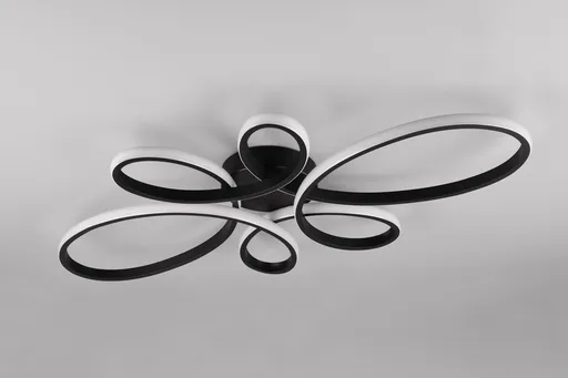 Plafoniera Fly, TRIO, 83x45.5x7.5 cm, 32W, 1x SMD, metal, negru mat