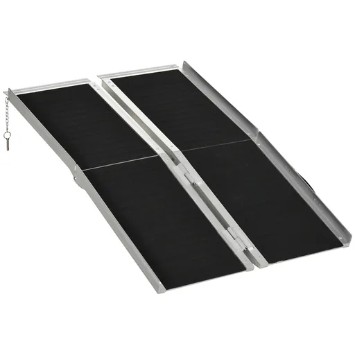 HOMCOM Rampă pliabilă pentru scaun cu rotile, din aluminiu, cu acoperire antiderapantă și margini, 122x73.5 cm, Negru | Aosom Romania