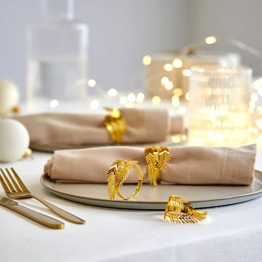 Set de 4 inele de șervețel cu motiv de frunze