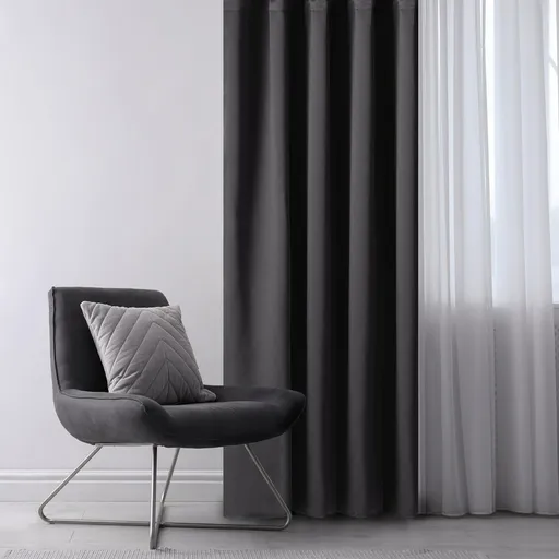 Restilo Draperie Blackout Oxford Pleat neagră, 140 x 245 cm, negru