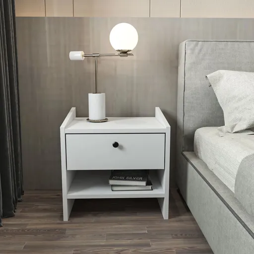 Noptiera, Hanah Home, Berlin, 45x45x35 cm, Alb