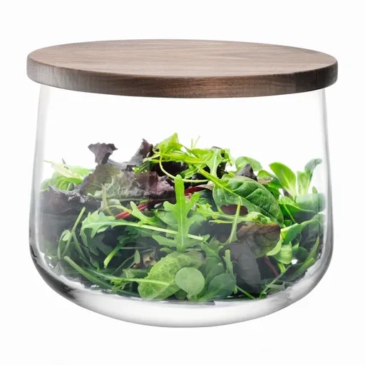 LSA International Bol City & capac din lemn de nuc, diametru 22 cm transparent, LSA, Handmade