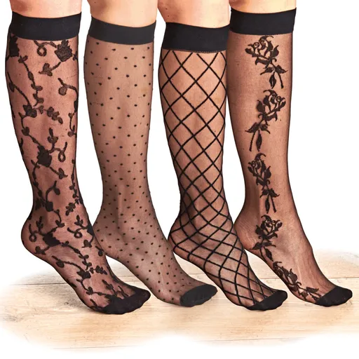 Set de 4 șosete de designer până la genunchi