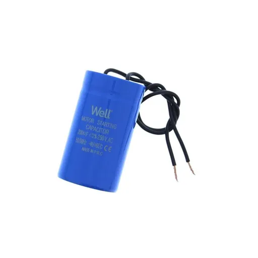 Condensator pornire motor 250V 200uF cu fir, Well