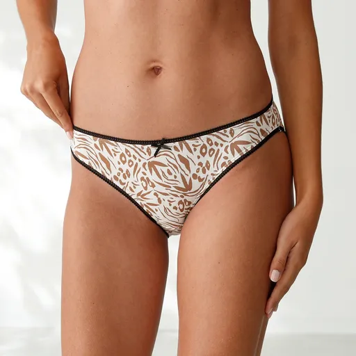 Set de 4 chiloți mini din bumbac cu imprimeu asortat din piele de animal