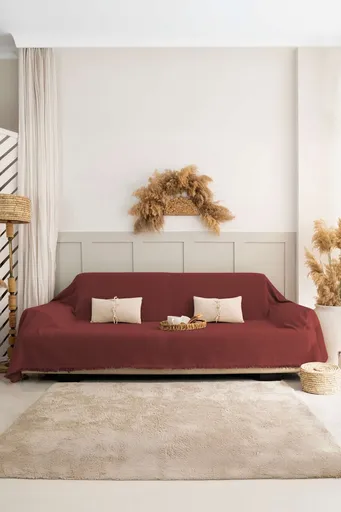 Cuvertura de pat, L'essentiel Maison, Rio, Bumbac reciclat, Caramiziu