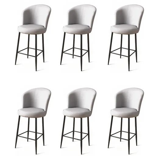 Set scaune de bar 6 piese, Hanah Home, Uras, Gri/Negru