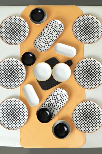 Set de mic dejun, Hermia, 275KRM1959, Antibacterian, Alb/Negru