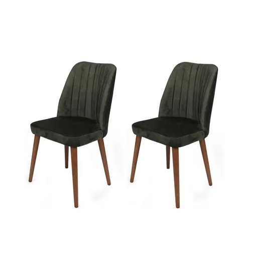 Set de scaune de sufragerie Alfa Khaki and Walnut,2 buc.