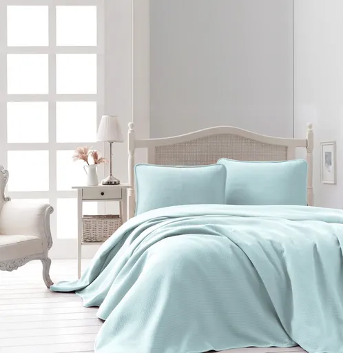 Set cuvertura pique dubla, L'essentiel Maison, Liv, Verde menta