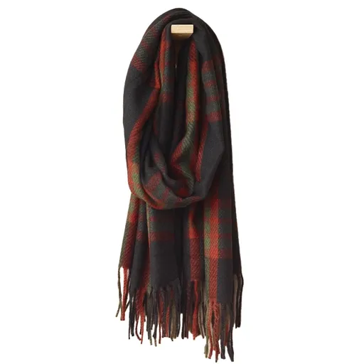 Eșarfă Inverness 70x190 pătrată, abanos/verde - Sander