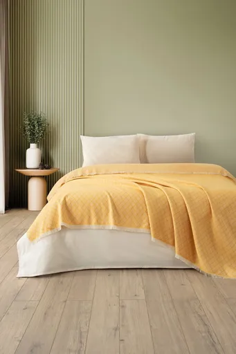 Cuvertura matlasata dubla, L'essentiel Maison, Lapis, Galben mustar