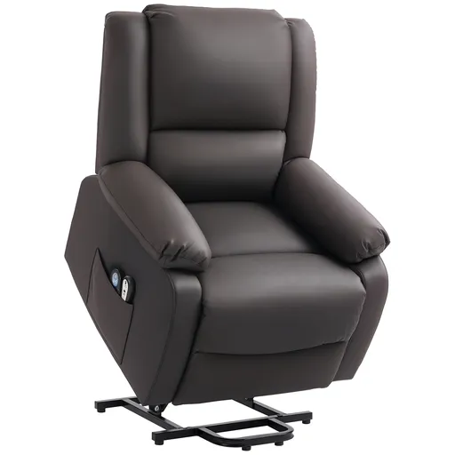 HOMCOM Scaun Reclinabil cu Masaj prin Vibrații și Căldură, Scaun cu Telecomandă și Buzunar Lateral, 89x93x105 cm, Maro Închis | Aosom Romania