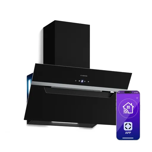 Klarstein Hota înclinată BigBite | mod de evacuare și recirculare a aerului | sticlă de siguranță | 417 m³/h | 60 cm