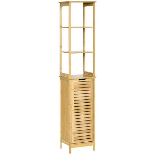Kleankin Turn Mobilier Baie, Spațiu Depozitare Vertical, Lemn, 34x30x173cm, Design Compact | Aosom Romania