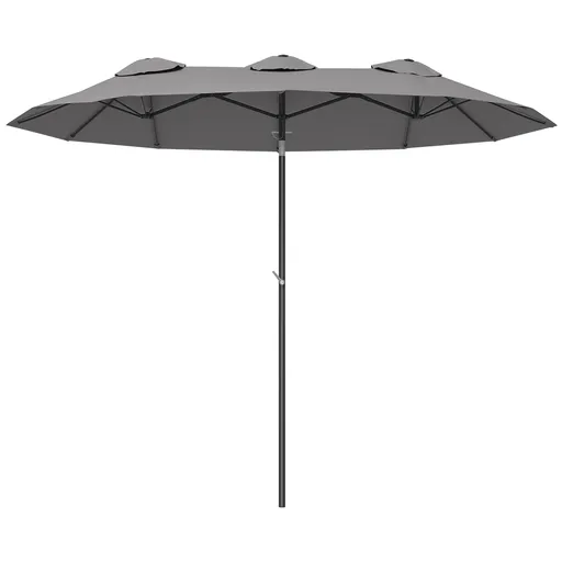 Outsunny Umbrelă de Grădină Dublă Înclinabilă la 45° cu Manivelă si 3 Orificii de Ventilație, 295x152x222 cm, Gri | Aosom Romania