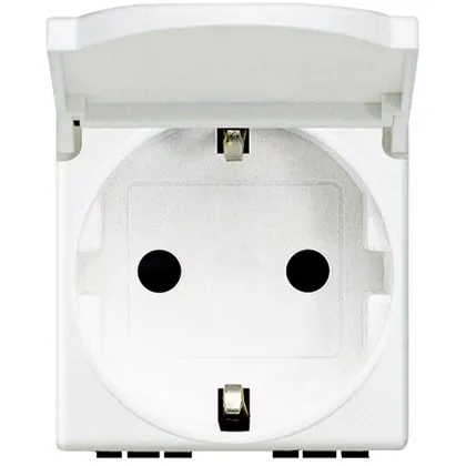 Priza cu capac 2 module Living Light Bticino N4141PW, alb