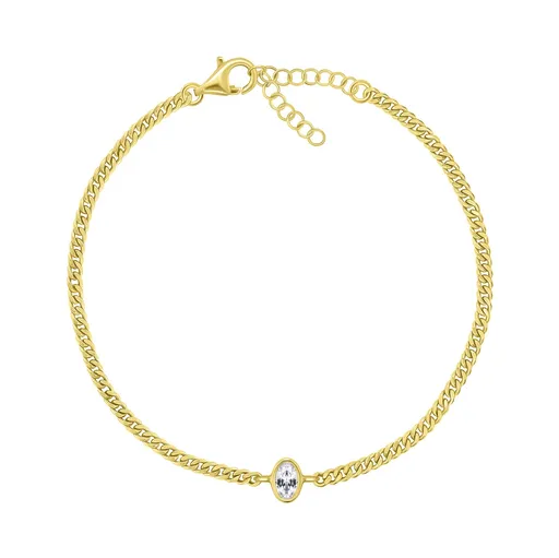 Brilio Silver Brățară fină placată cu aur cu zircon oval BRC113Y