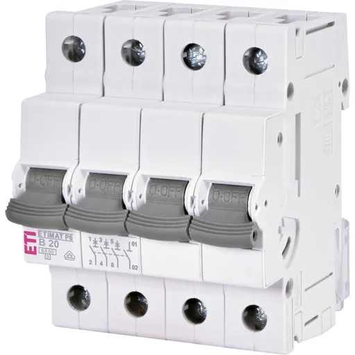 Siguranta automata Etimat 3P+N 20A, curba B, 6kA Eti 001900411