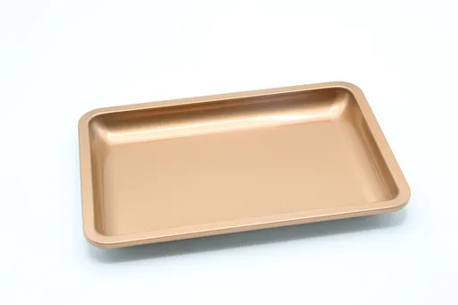 Tava Metalica Dreptunghiulara pentru Pastrarea Instrumentelor de Manichiura/ Pedichiura - Aurie, 18*12,5 cm