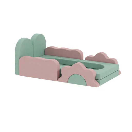 AIYAPLAY Set de 12 piese blocuri din spumă pentru cățărat, construit, târâre, saltele de joacă pentru interior cu husă din cord, Verde+Roz | Aosom Rom