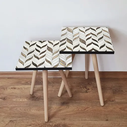 Set masute 2 piese, Hanah Home, 2Shp268, Alb / Bronz