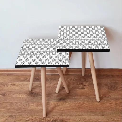 Set masute 2 piese, Hanah Home, 2Shp10, Alb/Negru