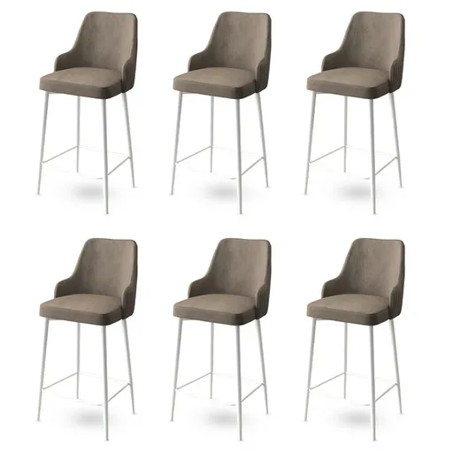 Set de scaune de bar Enox Cappuccino and White, 6buc., cafeniu, 6 buc.