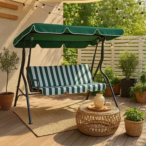 Leagan cu 3 locuri, Heinner, 177 x 110 x 146 cm, otel si poliester