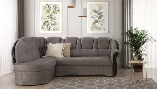 Coltar extensibil stanga 3 locuri ELTAP, L-049, Lord, 243x180x112 cm, lemn/poliester, gri/negru