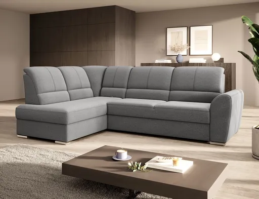 Coltar extensibil stanga 3 locuri ELTAP, LT-05GO, Siber, 270x186x93 cm, lemn/poliester, gri