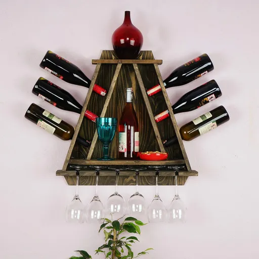 Raft de bucatarie, Hanah Home, Raf072, 57x58x18 cm, Maro inchis