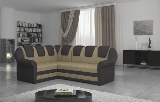 Coltar extensibil stanga 3 locuri ELTAP, LII-018, Lord II, 243x195x112 cm, lemn/poliester, bej inchis/maro inchis
