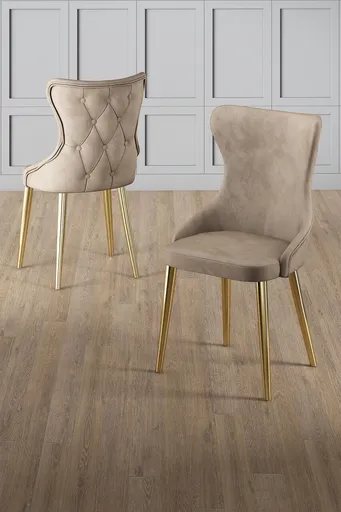 Set scaune 4 piese, Hanah Home, Alpa, Cappuccino / Aur