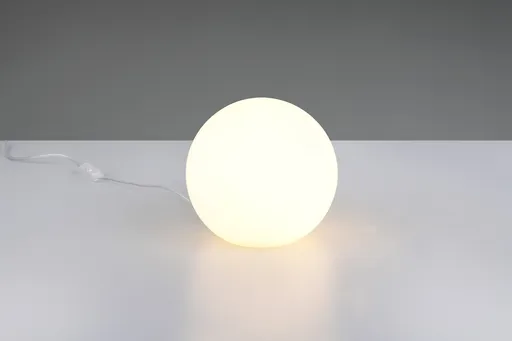 Lampa de masa Pingpong, RL, 20x18.5 cm, 25W, 1x E27, sticla, alb