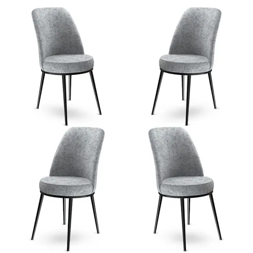 Set scaune 4 piese, Hanah Home, Dexa, Gri/Negru