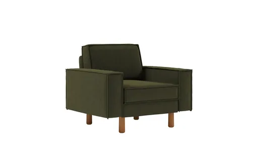 Fotoliu, Atelier del Sofa, 918CMF1188, Otel, Verde ulei / Nuc