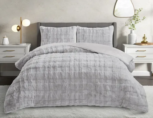 Set pilota dublu si perna, L'essentiel Maison, Rabbit, Poliester, Gri