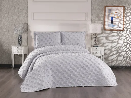 Set cuvertura de pat dubla 3 piese, L'essentiel Maison, Hayal, Gri