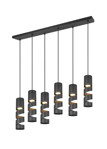 Lustra Stream, TRIO, 100x9x150 cm, 10W, 6x GU10, metal, negru mat