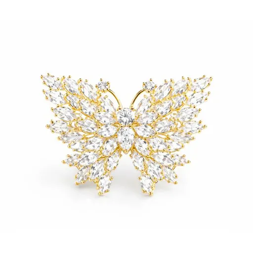 Troli Broșă placată cu aur strălucitor Fluture Gold